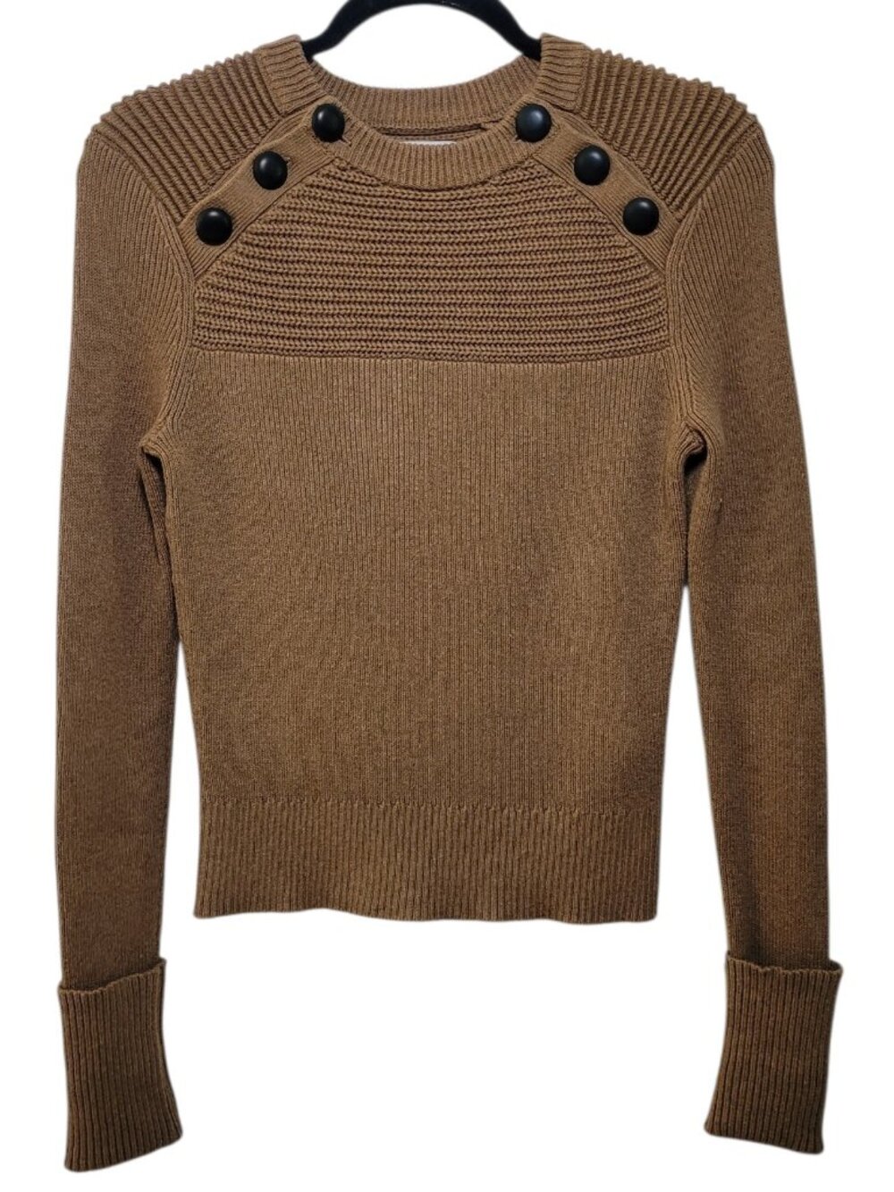 Isabel Marant Etoile Koyle Jumper Button Ribbed Knit Sweater Brown Size 40